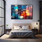 Magical Light Play and Stunning Colors Printed Tempered Glass Wall Art Painting for Living Room, Tempered Glass Modern Prints Decor, Large Vivid Color Panel for Bedroom, Kitchen, or Office