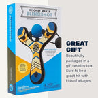 Mighty Fun! - Mischief Maker® Wooden Slingshot - Classic Series - Real Wood Slingshot for Kids, 4 Soft Foam Balls and Storage Bag - Ages 4+ (Blue)