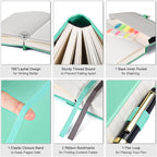 5 Pack College Ruled Notebook, 312 Numbered Pages Thick Notebooks Bulk, 100gsm No Bleed Paper Hardcover Leather Journal, Lined Journal Notebook Set for Women Men School Office, A5, Multicolor