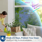 rabbitgoo Window Privacy Film One Way Window Tint for Home, Removable Reflective Heat Sun Blocking Anti UV Glass Door Covering, Mirror Tinting Film House Office, 35.4 in X 9.8 Feet, Blue Silver