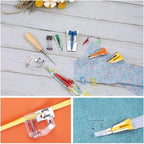 LUNARM Bias Tape Tool Kit with Instruction, 5 Sizes Bias Tape Maker (6mm 9mm 12mm 18mm 25mm) with 4 Pcs Sewing Machine Presser Foot, Sewing Clips, Ball Point Pins, Awl, for Fabric Sewing and Quilting