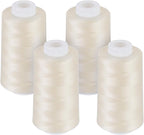 4 Pack Light Beige Thread of 3000 Yards Each, All Purpose Polyester Thread for Sewing, Overlock, Quilting, Piecing