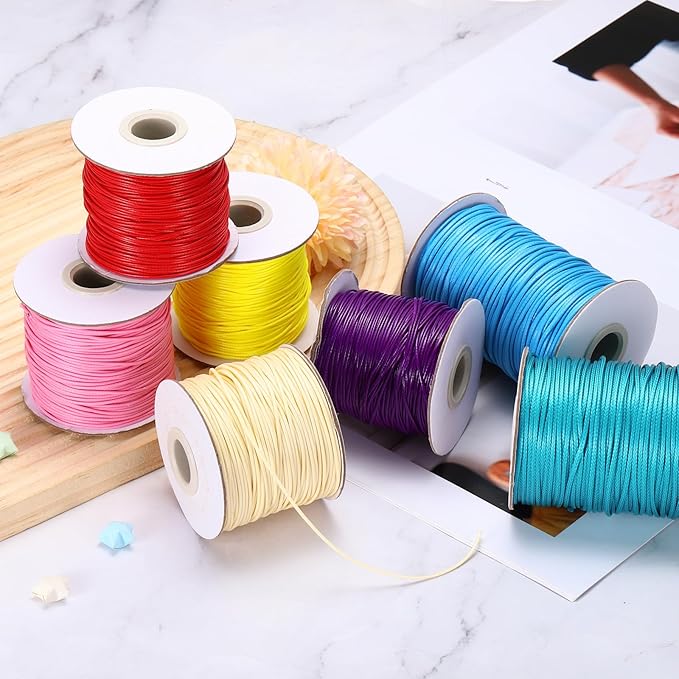 MECCANIXITY Waxed Cord 1.5mm Waxed Thread 87 Yard Wax String Leather Cord for Bracelet Making, Necklaces, Beading, Jewelry Making and DIY Crafts(Blue)