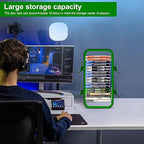 wigmoa OYO-1【15.8INCH】 game Storage Tower Compatible with PS5/ Xbox Series S & X/Switch, Universal Video Games Discs Organizers 18 PCS with 4 Controllers Holder, Game Disk Box Stand. (Black/Green)