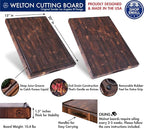 Sonder Los Angeles, Made in USA, Large Thick End Grain Walnut Wood Cutting Board with Non-Slip Feet, Juice Groove for Kitchen 20x15x1.5 in (Gift Box Included)