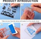 Whaline 4 Sheets Christmas Clear Stamps Greeting Words Nativity Scene Silicone Transparent Stamps Holy Night Stamp for Xmas DIY Craft Card Making Scrapbooking Embossing Album Decor