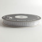 Gray Gingham Plaid Checked Ribbon 25 Yards Each Roll 100% Polyester (3/8",Gray)