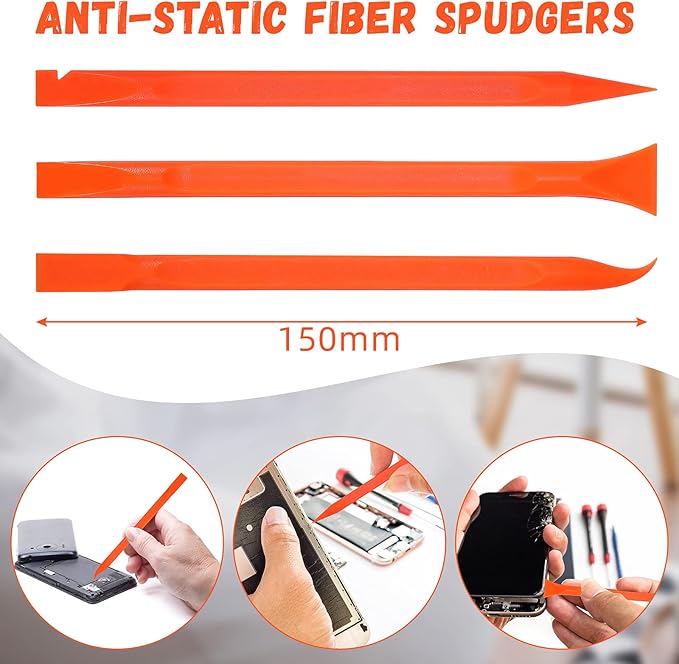 Minatee 18 Pieces Non-scratch Plastic Scraper Tool Multi-purpose Carbon Fiber Pen-shaped Plastic Scraper for Cleaning Small and Narrow Space(Orange)