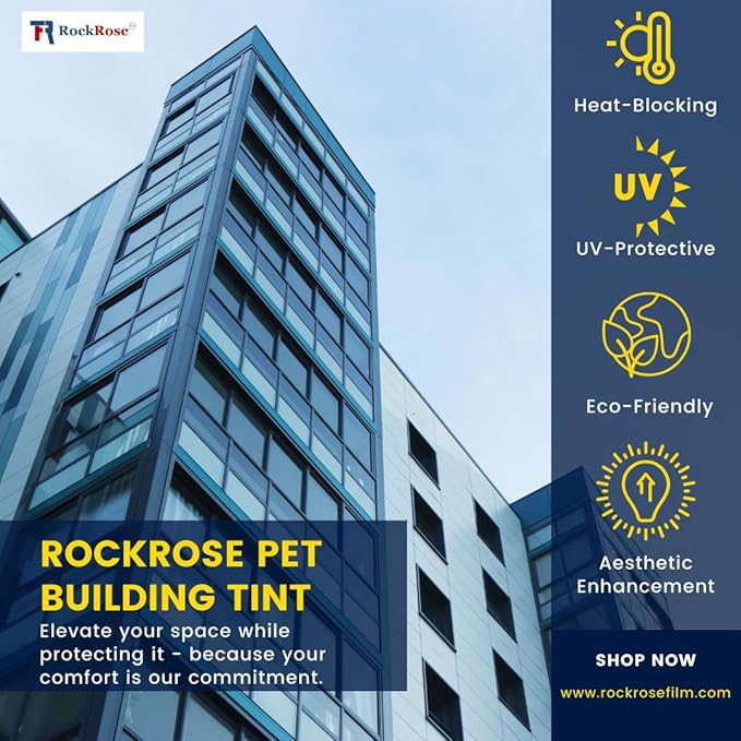 Rockrose Professional Home Window Tint Film – One Way Privacy Window Film for Home Offices Heat Blocker Reflective Adhesive Mirror Tint with 99% UV Block – Silver 36in x 15FT