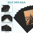 ZBEIVAN 11x14 Black Picture Mats with Core Bevel Cut Frame Mattes for 8x10 Pictures - Pack of 5