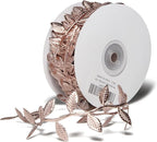 BASOKAN Rose Gold Leaves Ribbon for Wedding Party Home Decorations - 20 Yards - Leaf Trim Rope for Garland and DIY Crafts