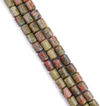 Natural Unakite Cylinder Stone Loose Semi Gemstone Beads for Jewelry Making 10mmx14mm 38cm