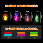 Glow Critters for Halloween Party Favor, Glow in The Dark Toys Set for Kids, School Classroom Game Rewards, Trick or Treating Goodie Supplies, Halloween Miniatures/Prizes,20 Critters 40 Glow Sticks