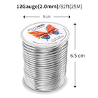12 Gauge(2.0mm) Aluminum Wire 82 Feet(25M) KSVZS Bendable Metal Wire for Crafts, Sculpting, Armature, Jewelry Making【3-in-1】+18Gauge(1.0mm) 32.8Ft(10M)+1 Pliers(Silver)