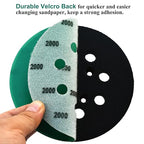 5-Inch 8-Hole Wet Dry Sanding Discs 2000 Grit, Polyester Film Backed Heavy-Duty Hook and Loop Sandpaper for Random Orbital Sander, 50-Pack