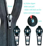 Zipper Repair Kit 39 Pcs, #5 Sliders with Pull, Metal Zippers Retainer Box,Insertion Pin 6 Sets, Replacement Zip Bottom/Top Stop, Metal, Plastic, Nylon Coil Zippers Head FIx on Jaceket