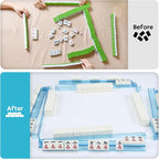 Mahjong Racks with Pushers Set of 4, Mahjong Tile Pushers and Racks, Acrylic Majiang Tile Holders Accessories (Bling Blue)