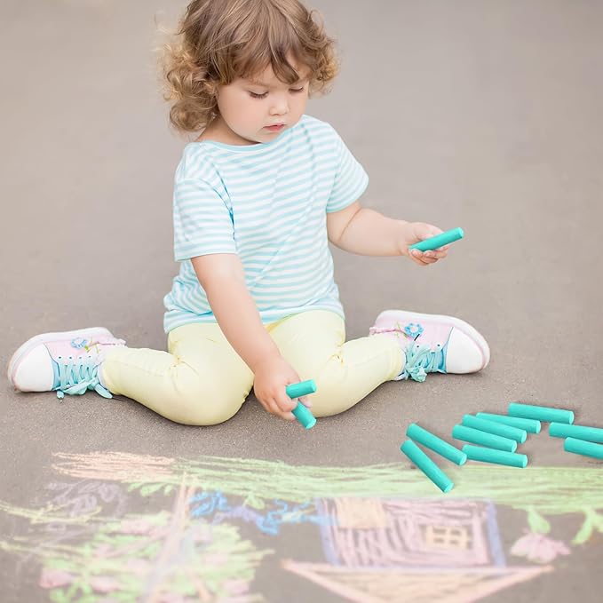 40 Pcs Sidewalk Chalks for Kids Non Toxic Jumbo Chalk for Party Gift Outdoor Art Classroom Play Painting (Green)