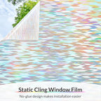 rabbitgoo Window Privacy Film with Installation Tools, Stained Glass Window Film Rainbow Prism Decorative Glass Clings for Home Decor, Static Cling Covering Sun Blocking, 35.4" x 157.4"