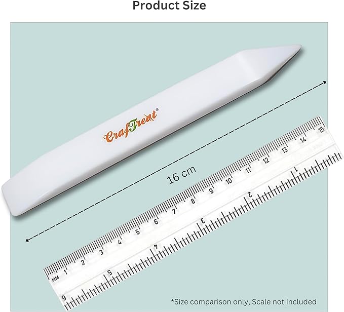 CrafTreat Teflon Bone Folder and Scoring Tool - Large Bone Folder - Paper Scorer for Paper Crafting, Bookbinding, Scrapbooking - Leather Burnishing Tool - Smooth, Ergonomic Tools (Large 1 pc)