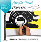 White+Black Paint Pen (8-Pack) Extra Fine Tip Made in Japan | Bold Color+100% Coverage | For Rock, Wood, Glass, Paper, Fabric, Canvas, Metal and More! | 0.7mm Paint Pens | Acrylic Paint Pens