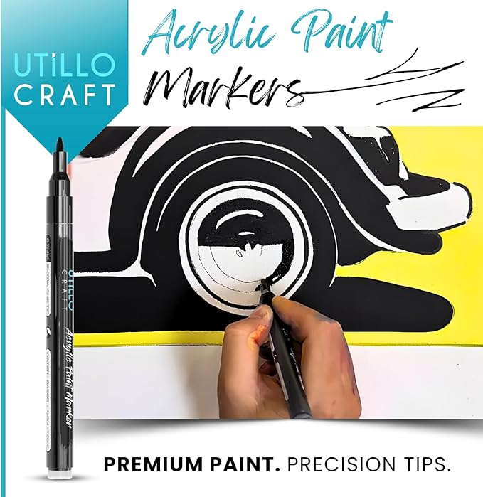 White+Black Paint Pen (8-Pack) Extra Fine Tip Made in Japan | Bold Color+100% Coverage | For Rock, Wood, Glass, Paper, Fabric, Canvas, Metal and More! | 0.7mm Paint Pens | Acrylic Paint Pens