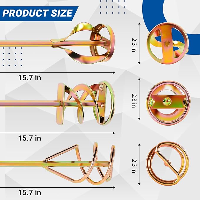 Set of 3 Paint Mixer for Drill Epoxy Resin, Mud, Cement Blades, Paint Stirrer, 15.7" Mixing Paddles and 2.3" Mixing Impeller(Gold)
