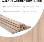 24pcs Wooden Dowel Rods, 0.47 X 12 Inch Long Walnut Dowel Rod Wooden Sticks for Crafts, Round Wood Filler Sticks, Unfinished Wood Dowels for Woodworking Building Material Window Cake Support