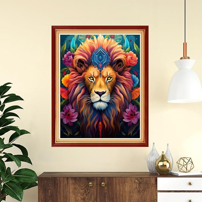 DMCVIVR Stamped Cross Stitch Kits for Adults Beginners Embroidery Kits 11CT Needlepoint Kits Cross Stitch Patterns Embroidery Patterns-Magic Lion 16x20 inch