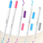 Fabric Markers for Sewing, 5 Count Pack, Includes 2 Water Soluble Fabric Marker 2 Air Erasable Pens 1 Eraser Marker, Disappearing Ink Pen, Sewing Quilting Embroidery Supplies