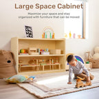 wingyz Wooden Storage Cabinet, 2-Tier Kids Toy Storage Organizer, Spacious Montessori Kids Bookshelf, Toy Shelf Storage Organizer for Playroom Classroom Nursery Study Room Living Room