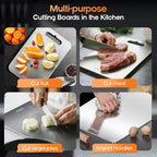 Saliva 3pcs Titanium Cutting Board for Kitchen, Titanium Cutting Boards Set of 3, Non Toxic Double Sided Food Grade, Dishwasher Safe, No Blunt Knife, Chopping Boards with Handle for Meat & Vegetable