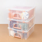 ArtBin 6990RK-AMZ Super Satchel Double Deep Compartment Box - Art Storage with 8 Removable Compartments, Smart Closure for Craft Supplies (Rose Gold - Pack of 3)