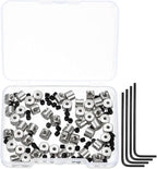 MECCANIXITY 50 Pcs Metal Locking Pin Backs, Locking Pin Keepers Clasp 5mm(H) with 4 Wrench Replacement in Storage Case for Badge, Brooch, Silver Tone