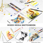 Lightwish Square Watercolor Journal,100% Cotton,300gsm/140lb,Acid-Free,20 Sheets Cold Press Watecolor Paper Sketchbook for Artists Adults Students,7.68 * 7.68 Inches