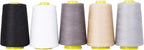 Mandala Crafts 5 Pack of Serger Threads Cones Spools - 40S/2 30000 Yards Polyester Assorted Neutral Colors Threads for Sergers Machine and Overlock Quilting Sewing Machine