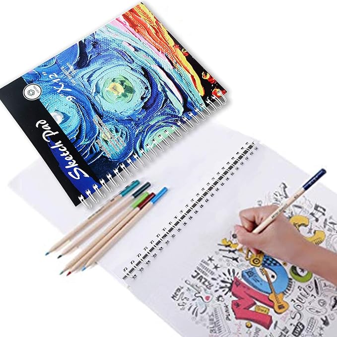 conda 9"x12" Sketch Book, 100 Sheets (68 lb/100gsm), Spiral Bound Artist Sketch Pad, Durable Acid Free Drawing Paper for Drawing Painting, Starry Sky