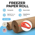 Brown Freezer Paper Roll 18" x 1800" (150 feet) with Cutter - USA-made Freezer Paper for Meat & Fish - Poly-Coated Food Wrapping Material for Freezing - Barrier Against Air & Moisture by IDL Packaging