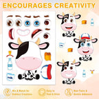 Aowplc 48 Pcs Make-a-Face Sticker Sheets for Kids 12 Animal Designs for Party Favors Crafts Activities & Goodie Bag Stuffers