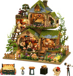 DIY Miniature House Kit, Mini House Building Kit with LED, DIY Miniature Kit for Adults Teen, Dollhouse Kit, Forest Adventure