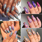 10 Colors Holographic Nail Powder, Holo Aurora Iridescent Metallic Mirror Laser Effect Chrome Pigment Glitter Dust for Salon Home Nail Art DIY Decorations