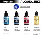 Alcohol Ink Set #2: Matched Color Combination of Alcohol Inks, 4 pcs. 0.51 fl oz (15 ml) Each
