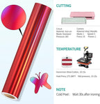 VINYL FROG Holographic HTV Vinyl Roll 12" x5ft Red Metallic Heat Transfer Vinyl Iron on Vinyl Easy to Cut & Weed DIY Heat Press Design for T-Shirts