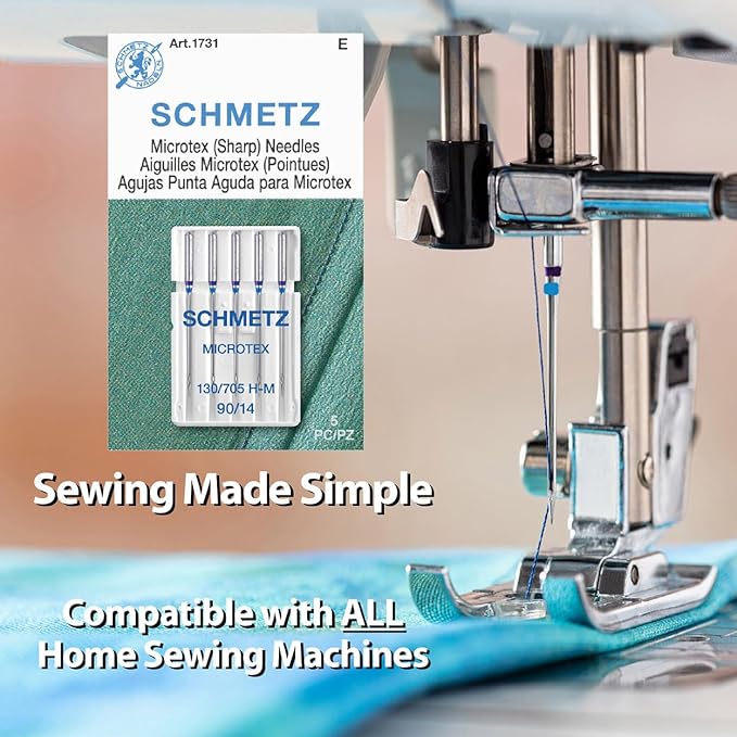 SCHMETZ Microtex Sharp Sewing Machine Needles - Quilting & Topstitching Supplies, Size 90/14, Box of 100