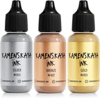 Metallic Alcohol Ink Set - Silver, Bronze, Gold Alcohol Ink - 3 pcs 0.51 fl oz (15 ml) Each