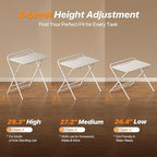 Huuger Folding Desk with 3-Level Adjustable Height and Tablet Slot, 24 Inch Foldable Computer Desk for Small Spaces, Space Saving, Writing Work Table for Home Office, Bedroom, Study, White