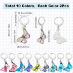 SUNNYCLUE 1 Box 20Pcs Stitch Markers Cute Butterfly Lobster Clasp Charms Crochet Stitch Marker Removable Knitting Stitch Markers Metal Crocheting Markers for Sewing Weaving Knit Threading DIY Craft