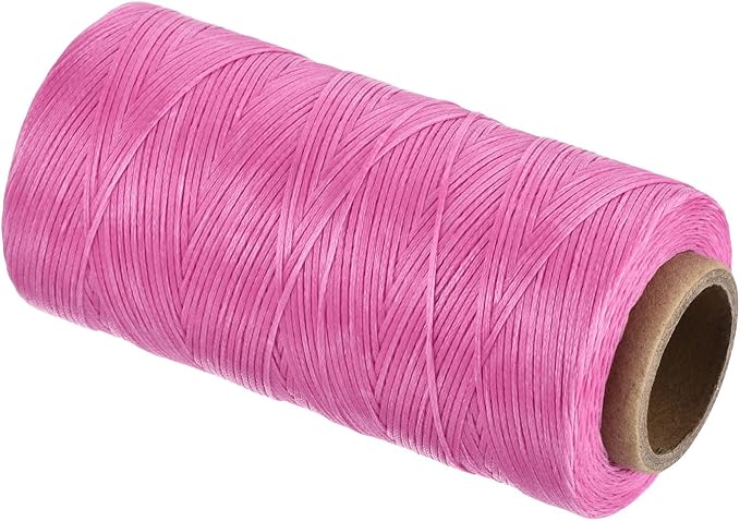 MECCANIXITY Waxed Thread,197 Yard 1mm 210D Flat Wax Thread Polyester Waxed String for Leather Sewing Hand Weaving Book Binding Home Decoration,Rose Red