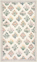 Wonnitar Floral Machine Washable 3x5 Rug, Small Area Rug for Kids Bedroom Nursery, Ultra-Thin Non Slip Soft Moroccan Throw Carpet for Dorm Living Room Large Entryway, Cream Beige