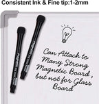 Browill Magnetic Dry Erase Markers, (12 pk) Dealkits Low Odor White Board Markers with Erasers for Kids Teacher Supplies for Classroom Work on White Board, Calender, Fine Tip Point, Black